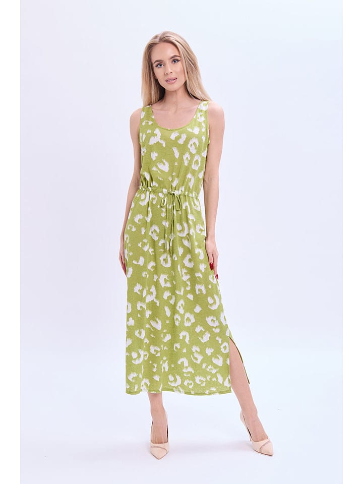 Kleid in Grün/ Weiß