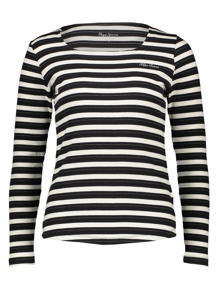 Longsleeve in Schwarz/ Weiß