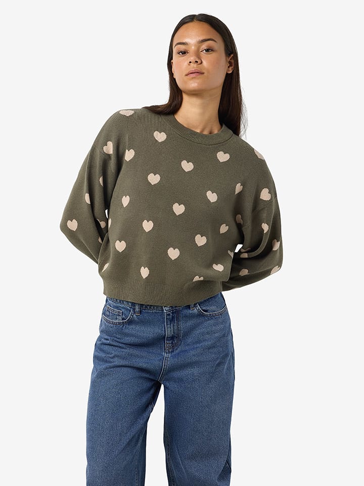 Sweter w kolorze oliwkowo-beżowym