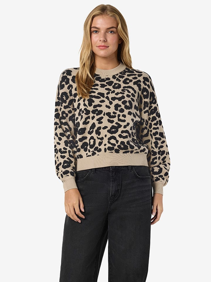 Pullover in Beige/ Schwarz