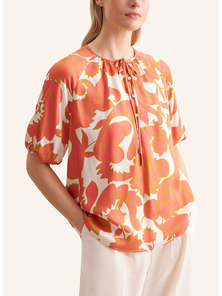 Bluse in Orange/ Weiß