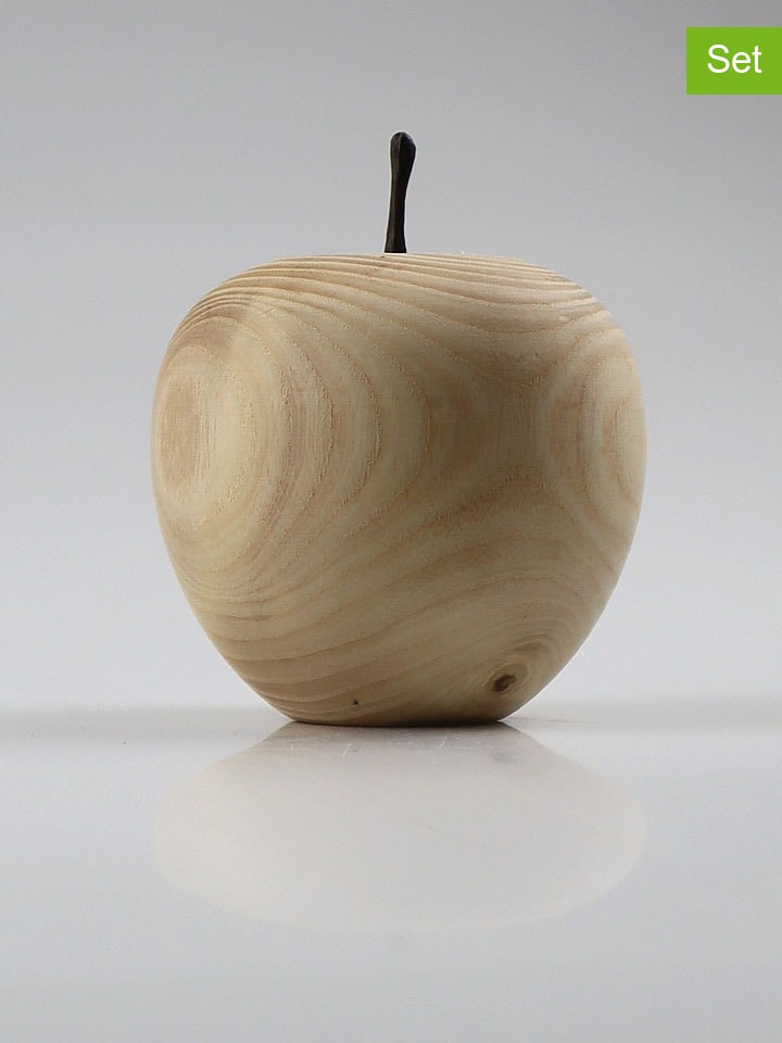 2er-Set: Dekofiguren "Apfel" in Beige - (H)9 x  Ø 8 cm