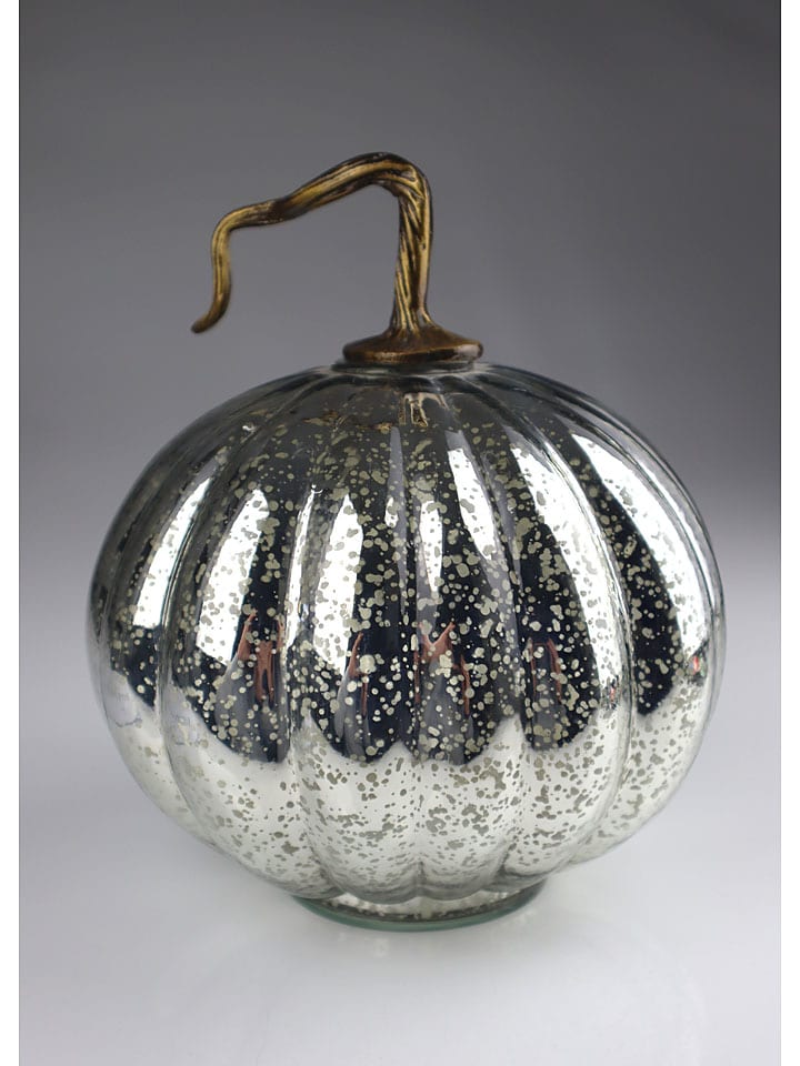 Decofiguur "Pompoen" zilverkleurig - (H)20 x Ø 24 cm