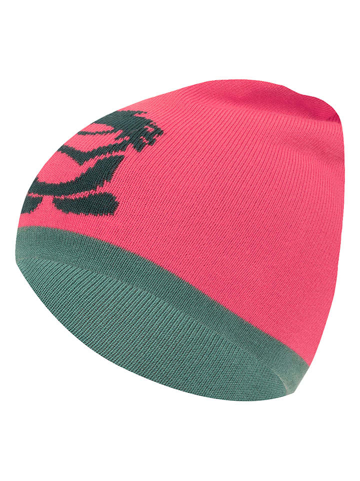 Dwustronna czapka beanie "Troll" w kolorze koralowo-zielonym