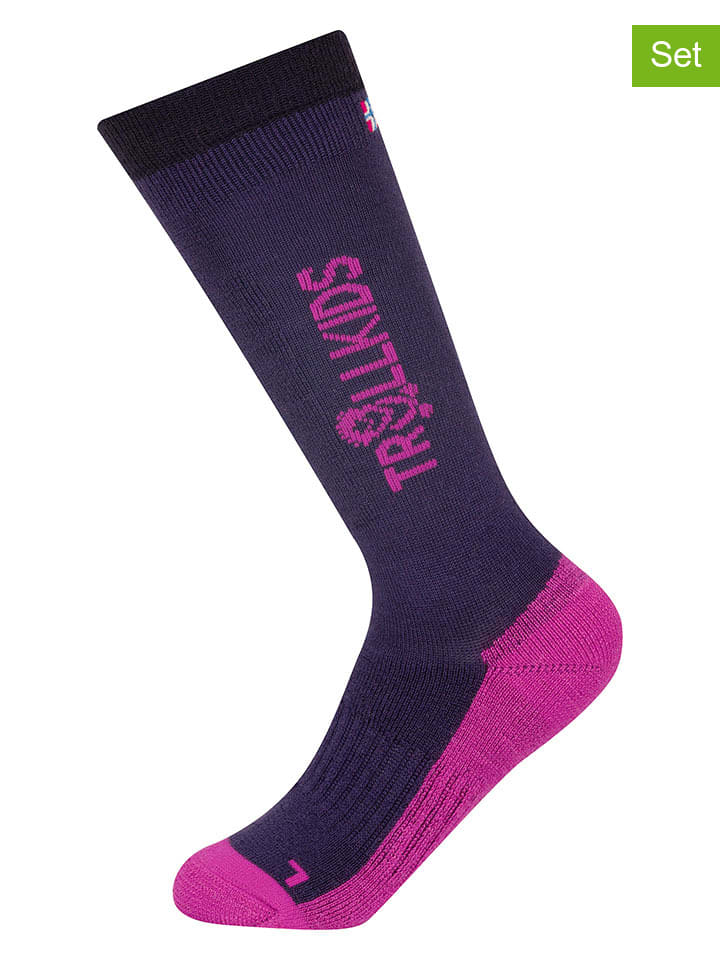 2er-Set: Ski-/ Snowboardsocken "Kids Ski" in Lila