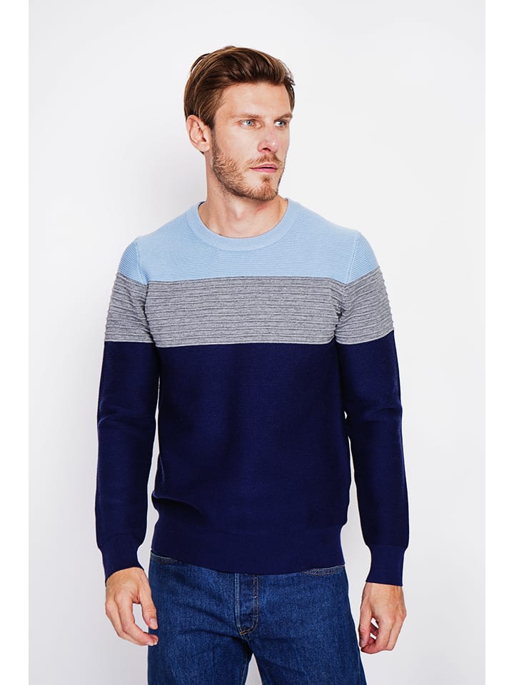 Trui donkerblauw/grijs/lichtblauw
