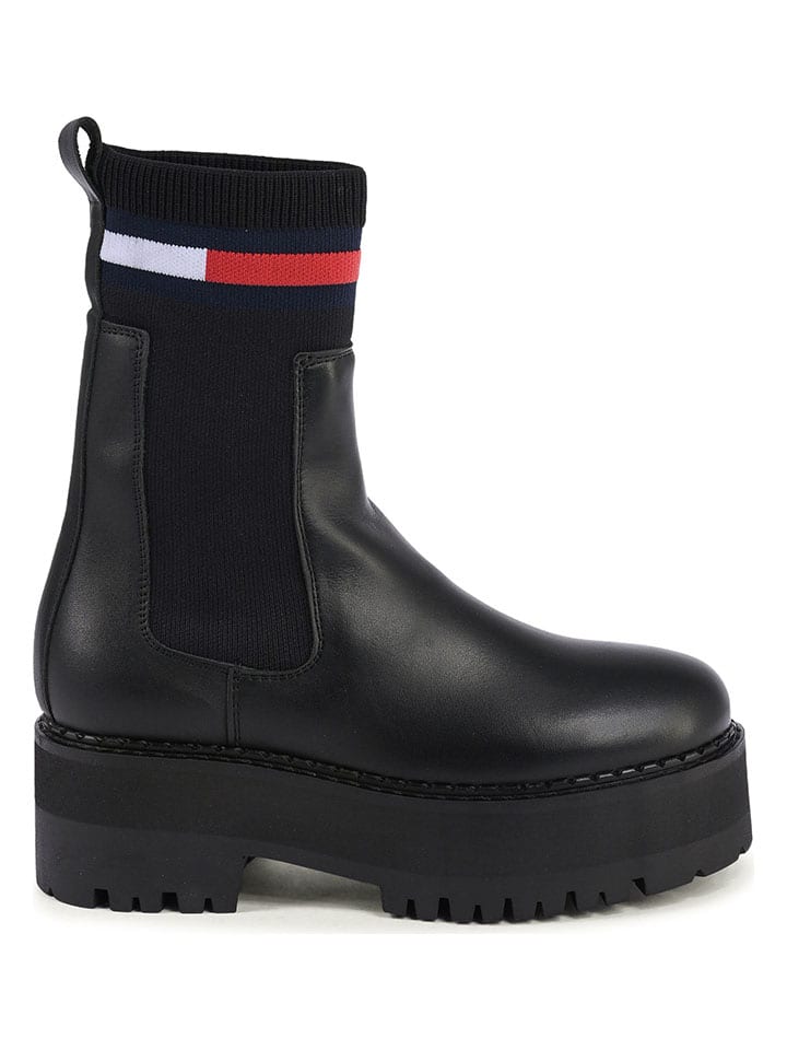 Leder-Chelsea-Boots in Schwarz