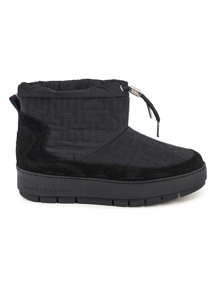 Leder-Winterboots in Schwarz