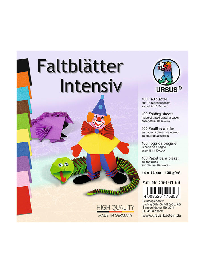 Tonzeichenpapier-Faltblätter-Set "Intensiv" in Bunt