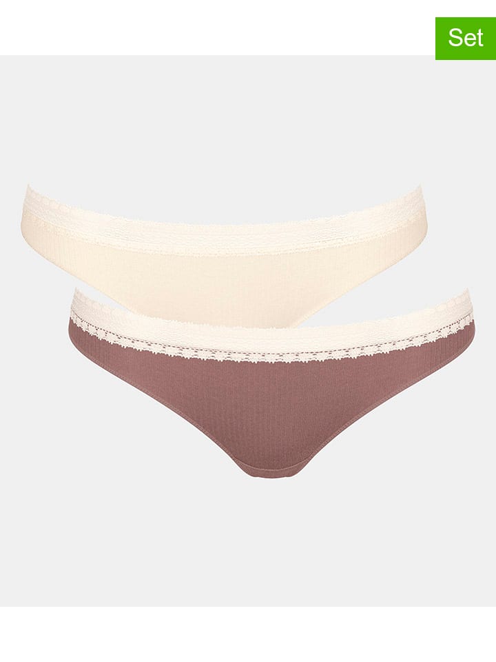 2er-Set: Slips in Creme/ Hellbraun