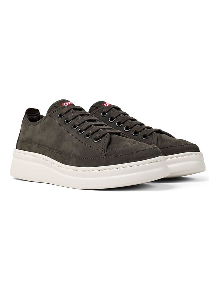 Leder-Sneakers in Khaki