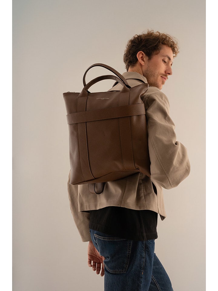 Leder-Rucksack "Noel" in Hellbraun - (B)38 x (H)36 x (T)10 cm