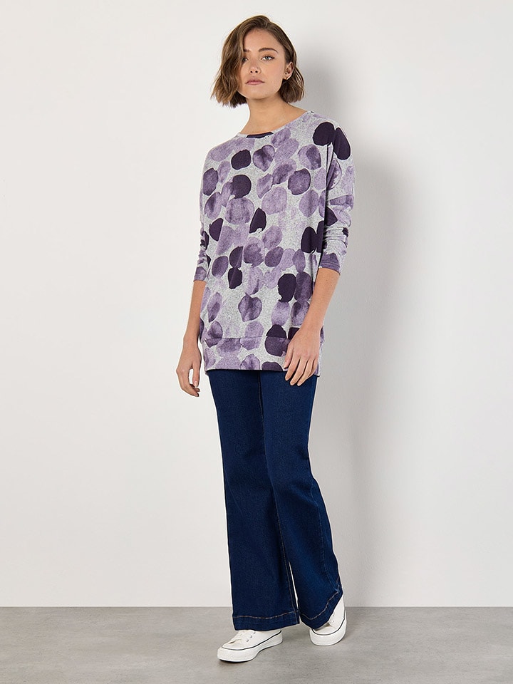 Longsleeve in Grau/ Lila