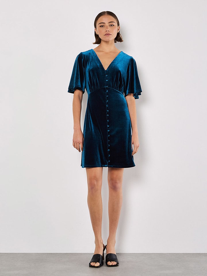 Samtkleid in Blau