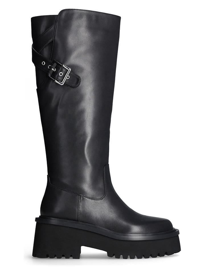 Leder-Stiefel in Schwarz