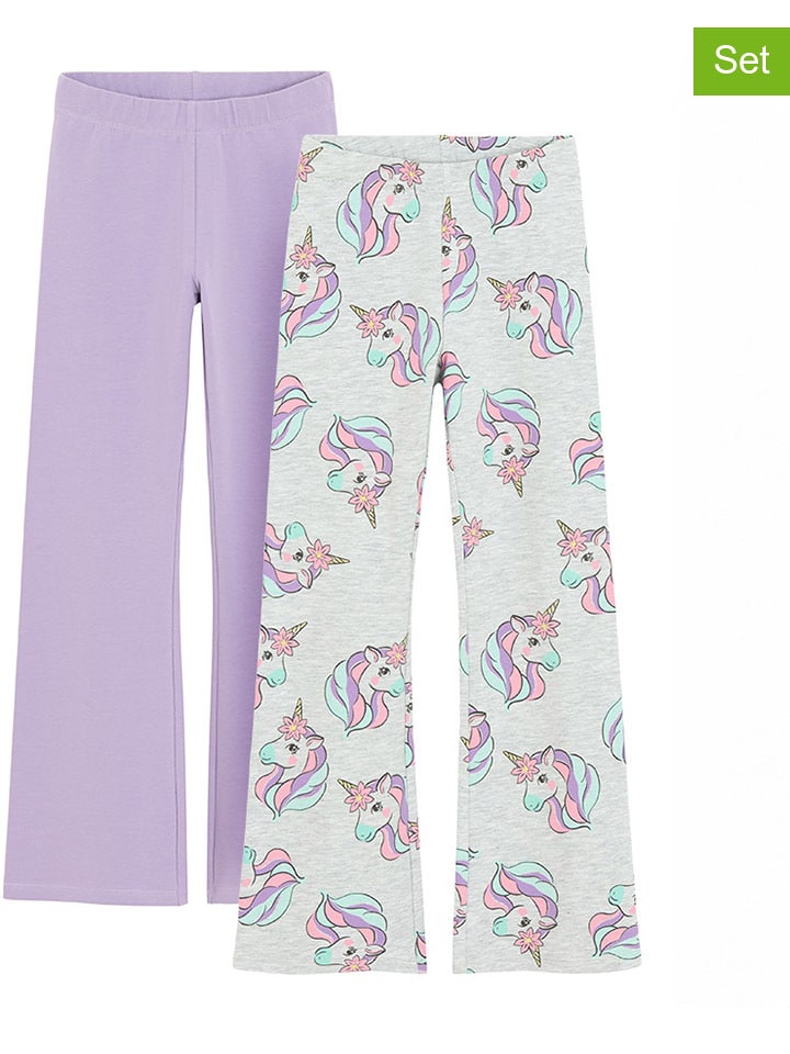 2er-Set: Leggings in Lila/ Grau