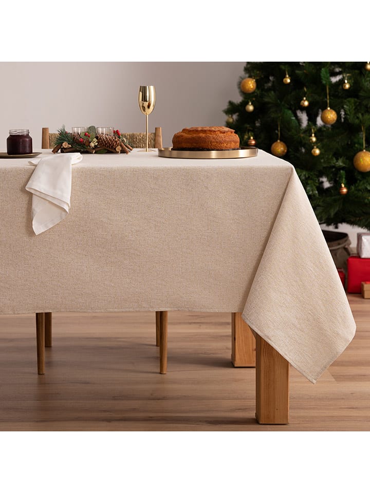 Obrus "Christmas Blanche" w kolorze złoto-kremowym