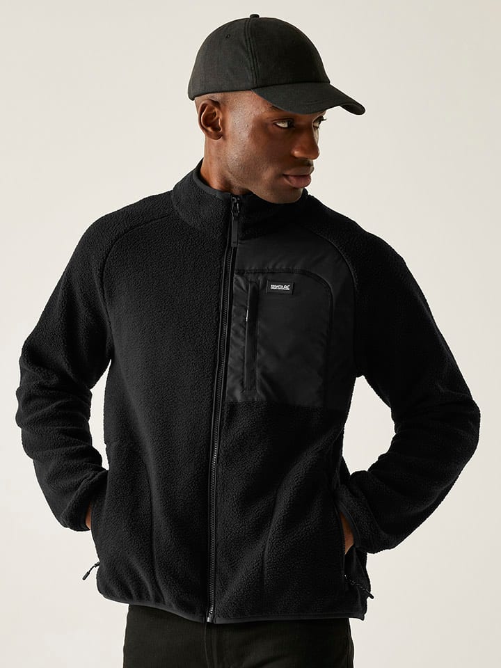 Fleecejacke "Frankie Borg" in Schwarz