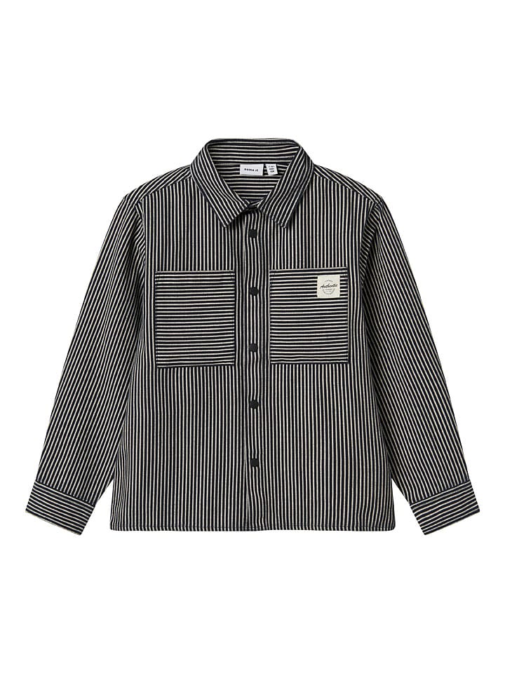 Hemd "Povenan" in Beige/ Schwarz