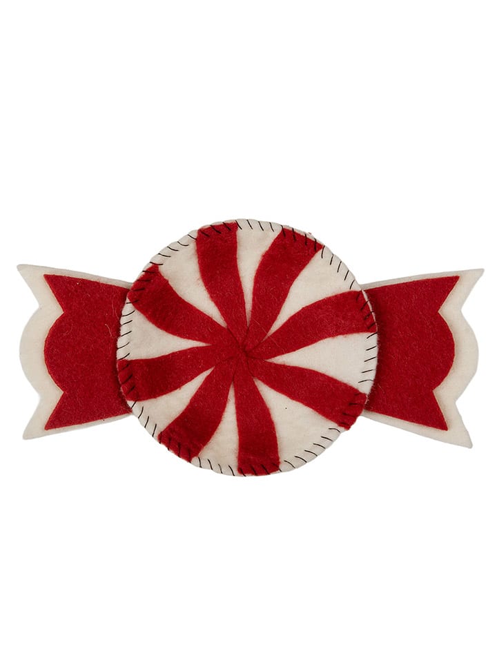 Vilten decoschaal "Bonbon" rood/wit - (L)30 x (B)18 cm