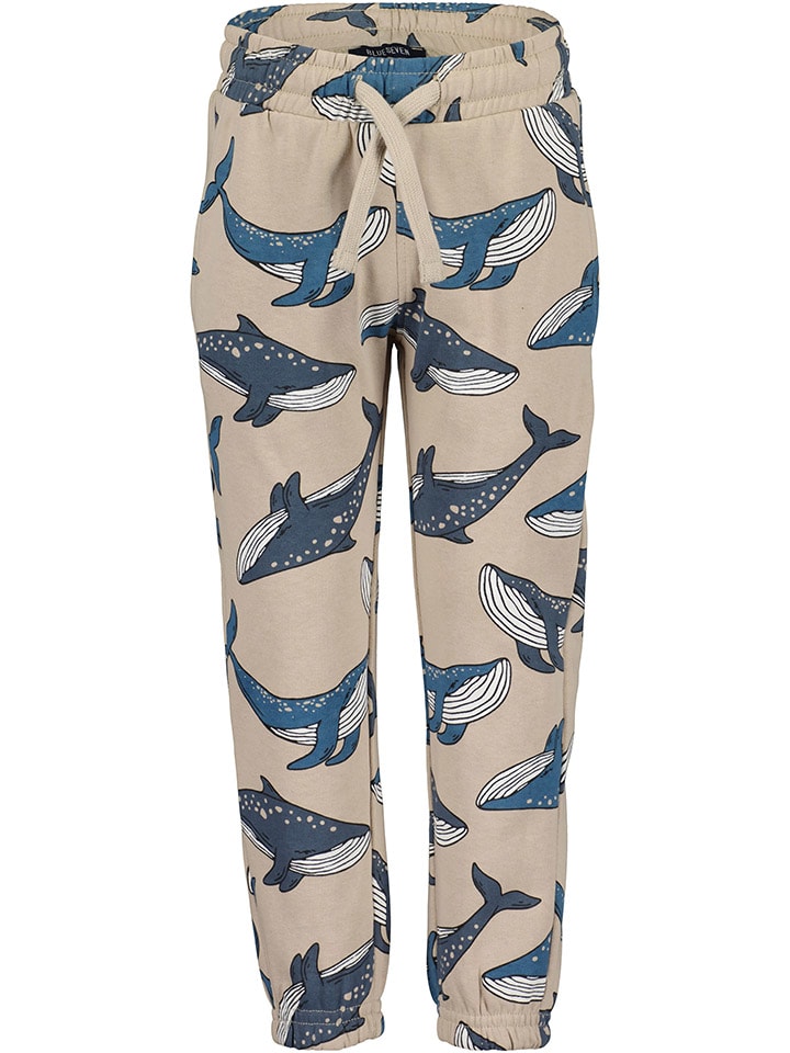 Sweatbroek beige/blauw