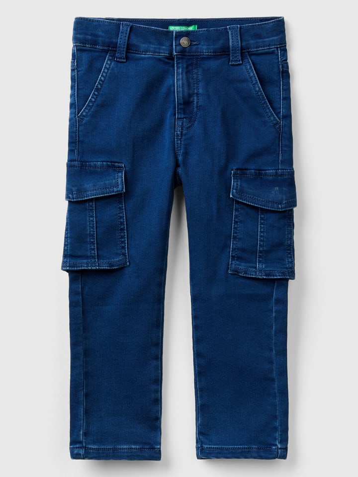Jeans-Cargohose in Dunkelblau