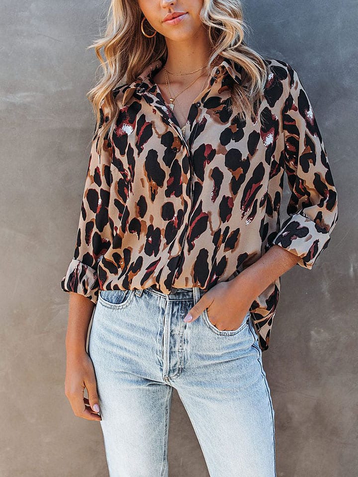 Bluse in Hellbraun/ Schwarz