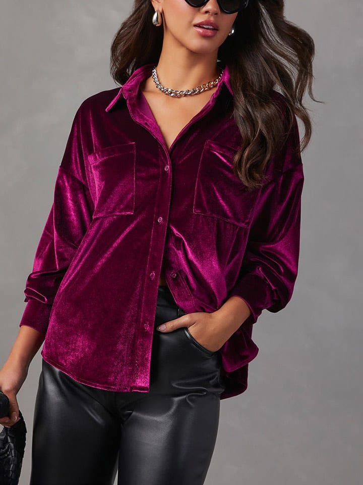 Samtbluse in Bordeaux