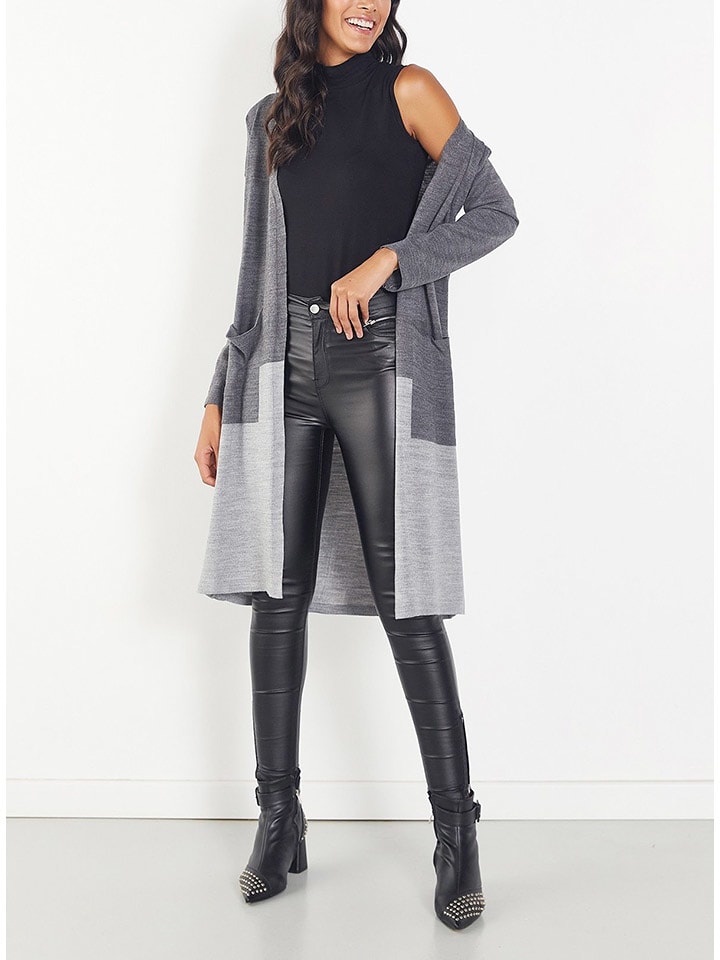 Cardigan in Anthrazit/ Grau