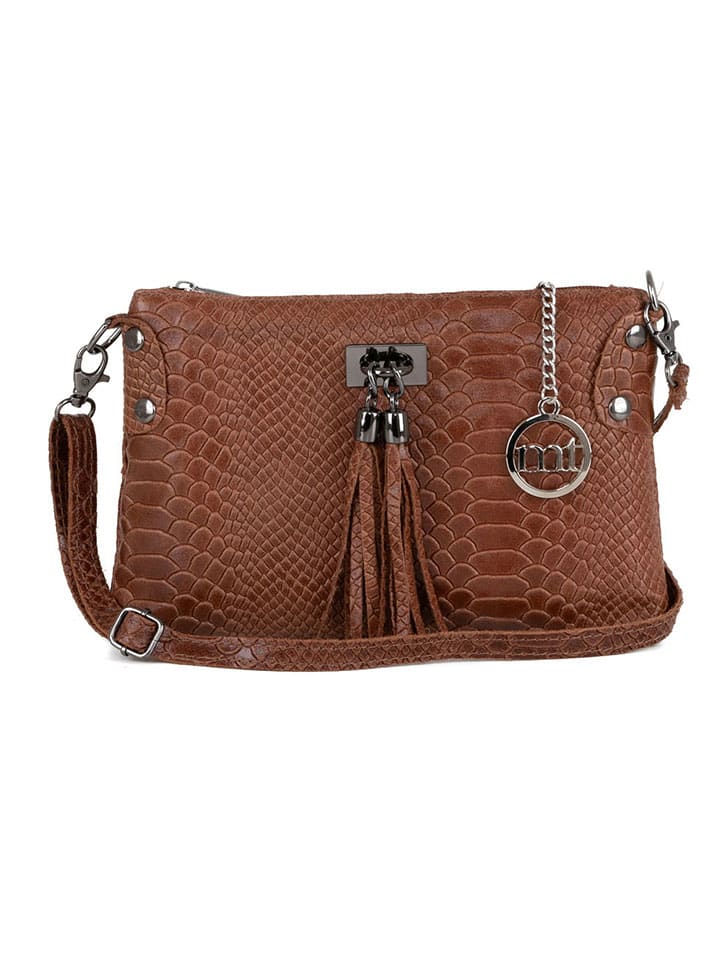 Leren schoudertas ''Navigli'' bruin - (B)22 x (H)15 x (D)4 cm
