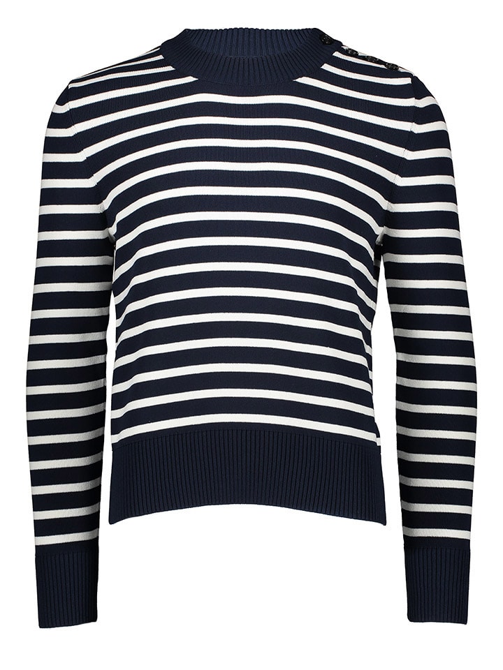 Pullover in Dunkelblau/ Weiß