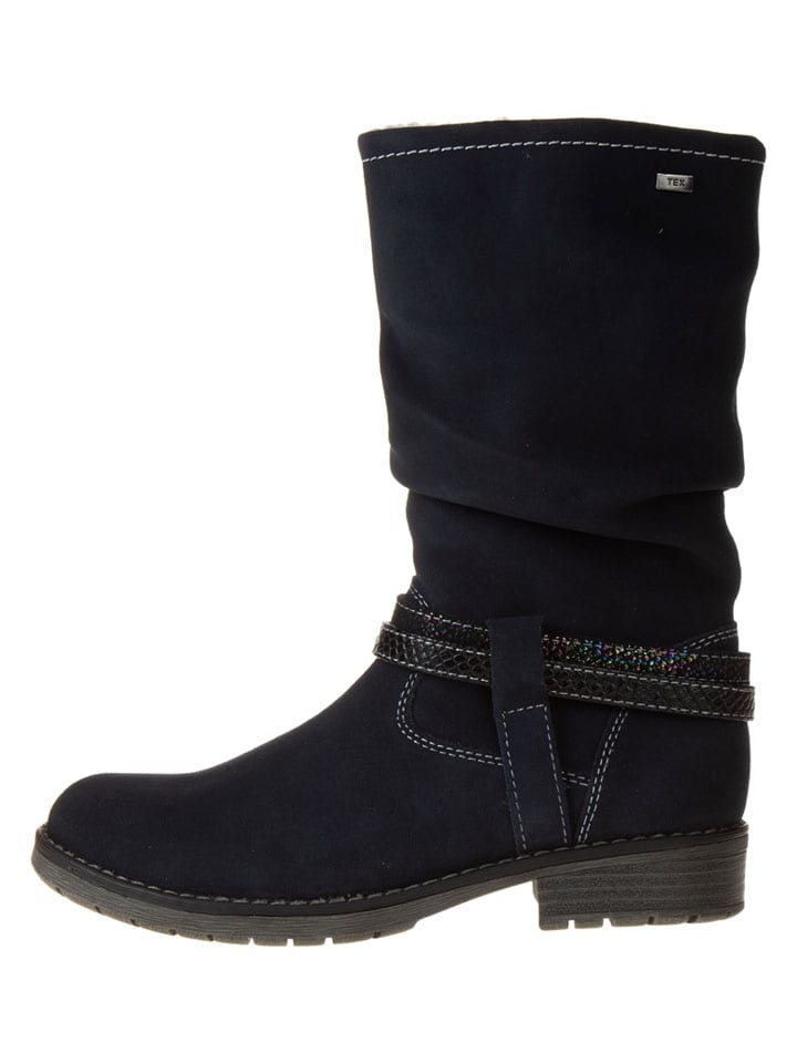 Leder-Stiefel "Lia" in Dunkelblau