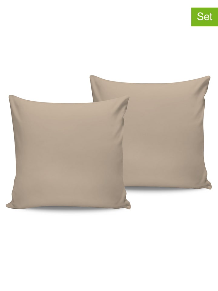 2er-Set: Satin-Kissenhüllen in Beige