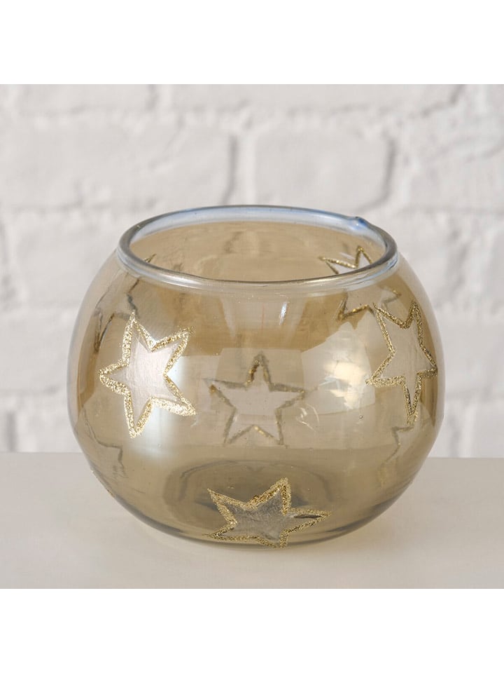 Windlicht "Gorgina" in Beige - (H)9,3 cm