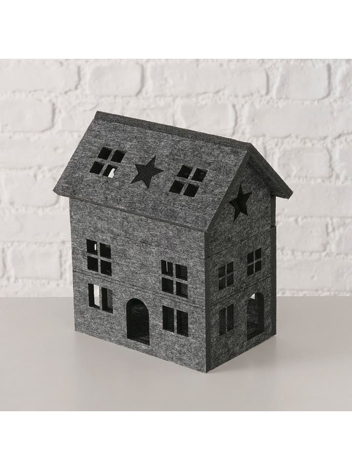 Dekoracja LED "Stuga" w kolorze szarym - 19 x 21 x 13,5 cm