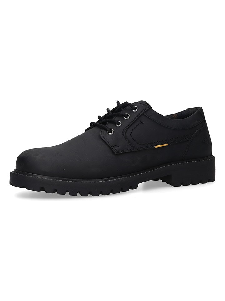 Leder-Schnürschuhe in Schwarz