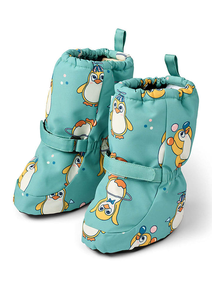 Füßlinge "Pinguine" in Türkis