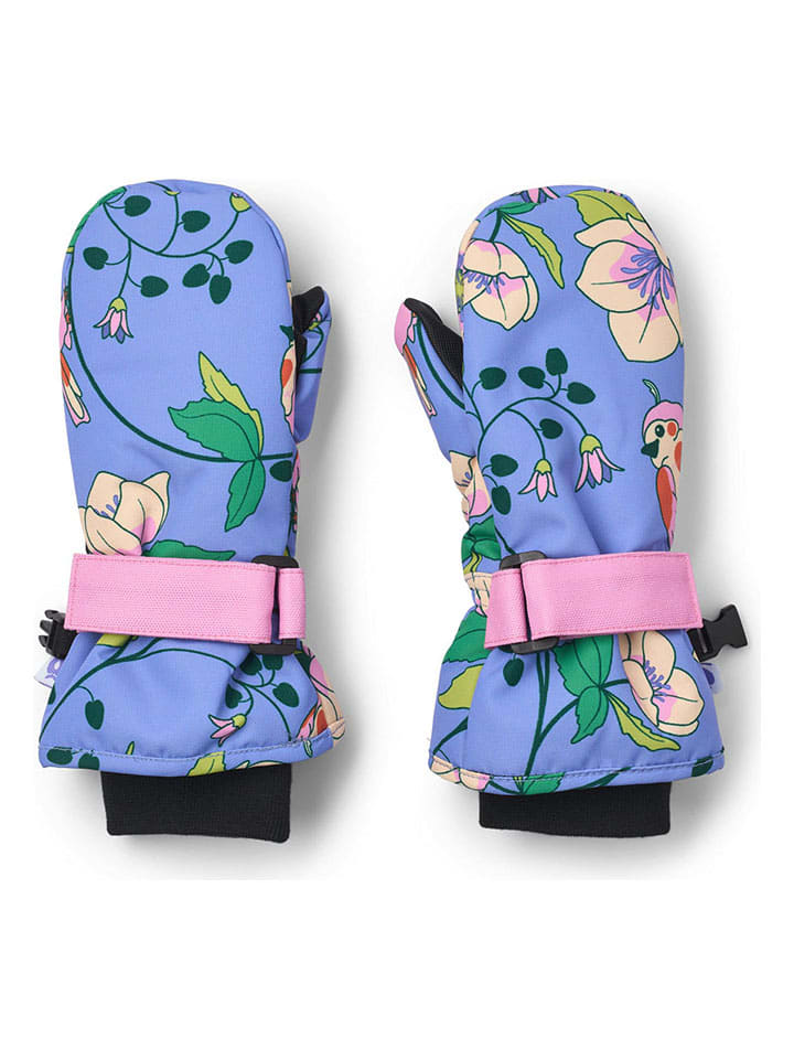 Wanten "Vogels en bloemen" paars