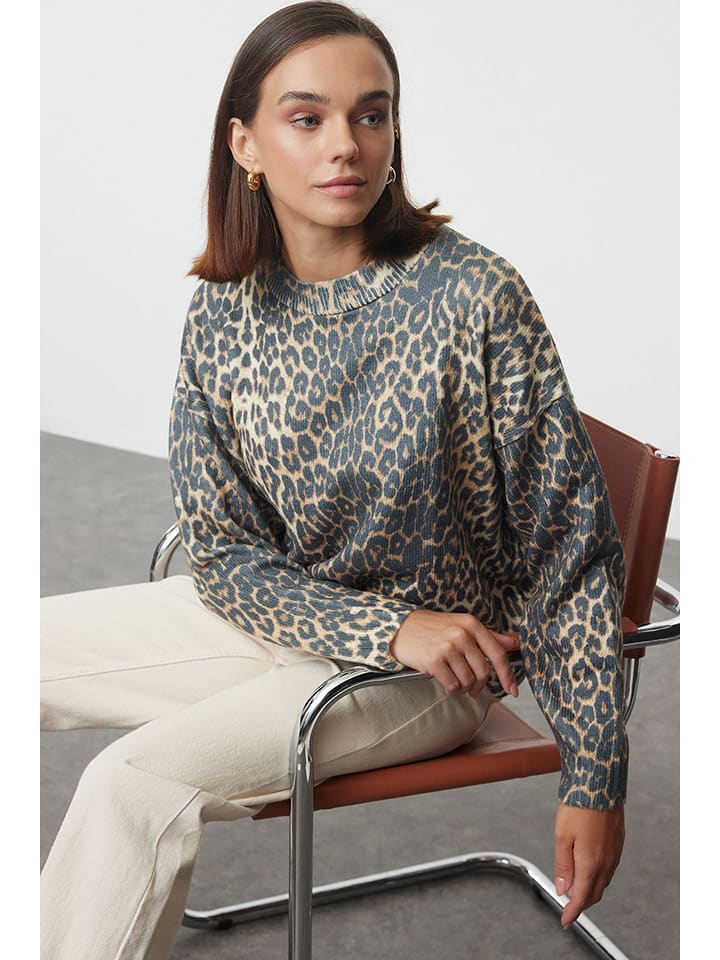 Pullover in Beige/ Grau