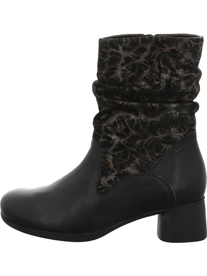 Leder-Stiefeletten in Schwarz