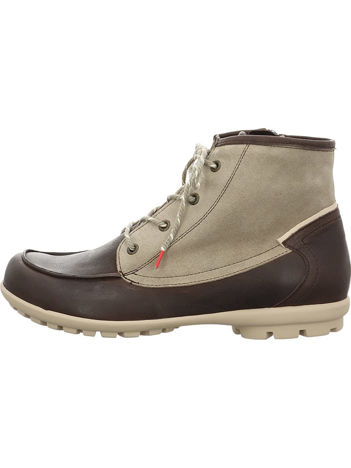 Leder-Boots in Beige/ Braun