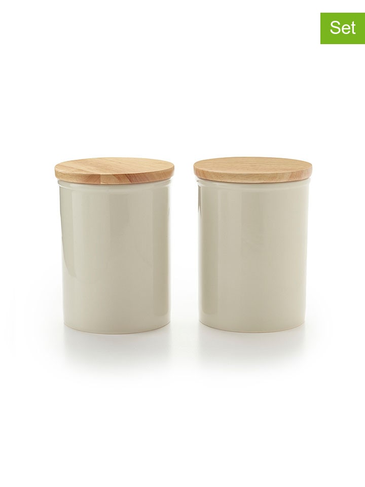 2er-Set: Vorratsdosen in Creme