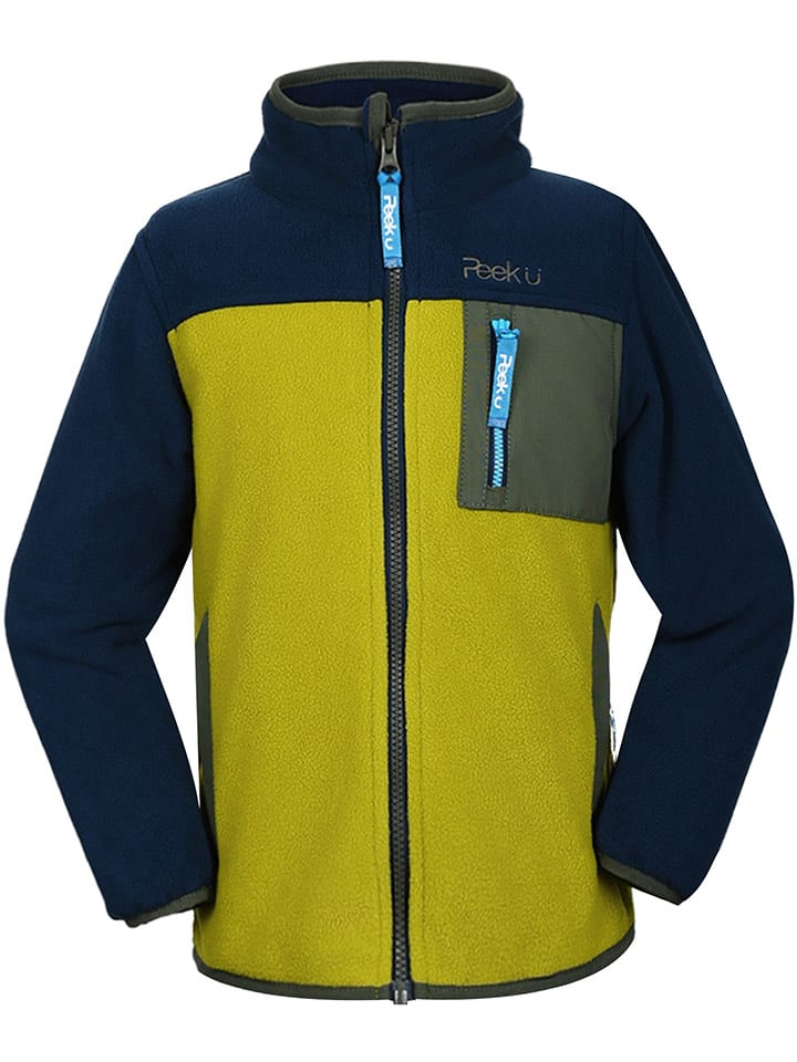 Fleece vest "Wave" geel/donkerblauw