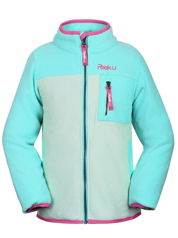 Fleece vest "Wave" turquoise/grijs