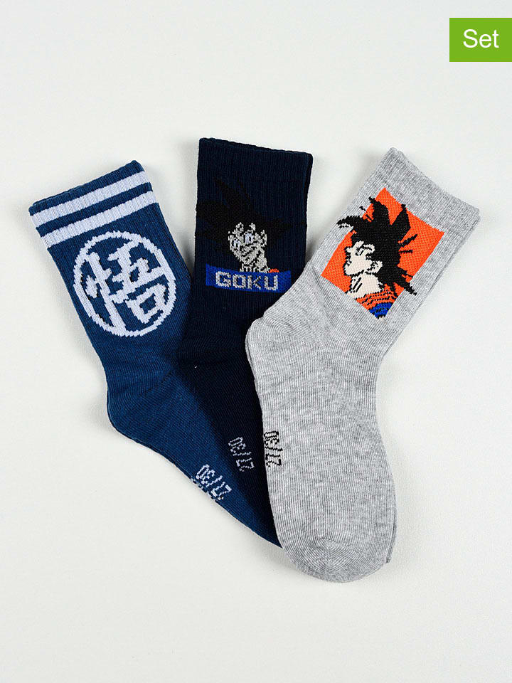 3-delige set: sokken "Dragonball Z" donkerblauw/grijs