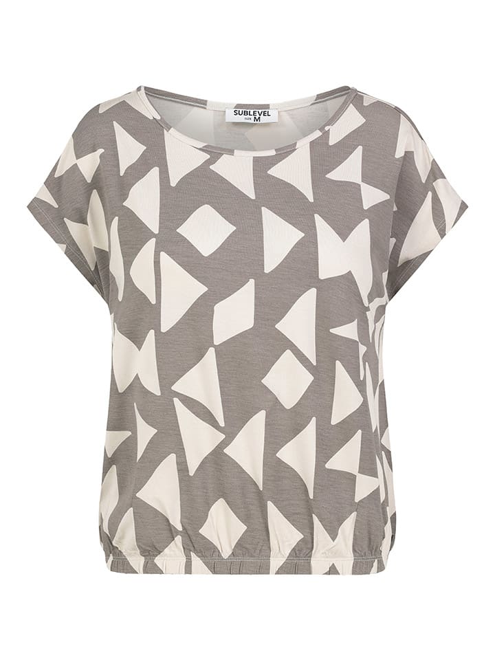 Shirt in Grau/ Weiß