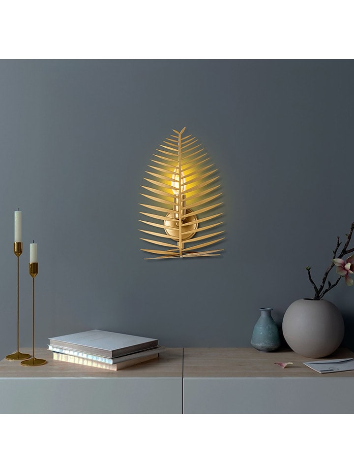 Lampa ścienna "Leaf" w kolorze złotym - 20 x 30 cm