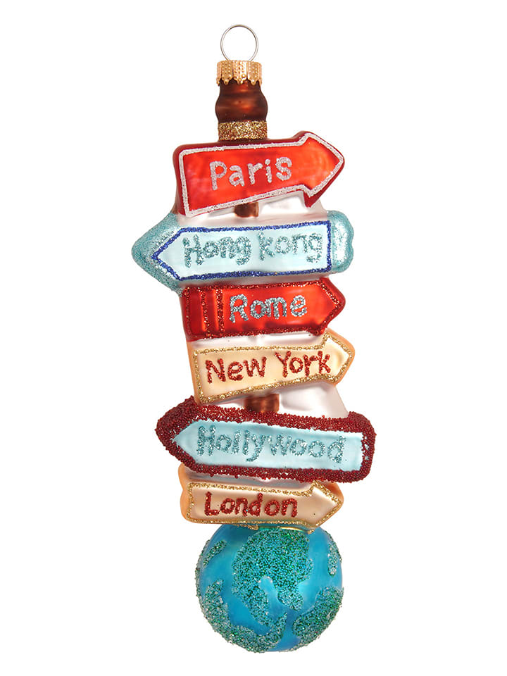Kerstboomornament "Wegwijzer" meerkleurig - (H)16 cm