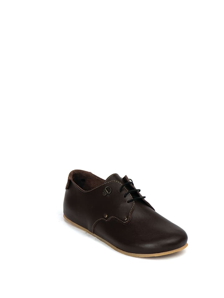 Leder-Schnürschuhe in Braun