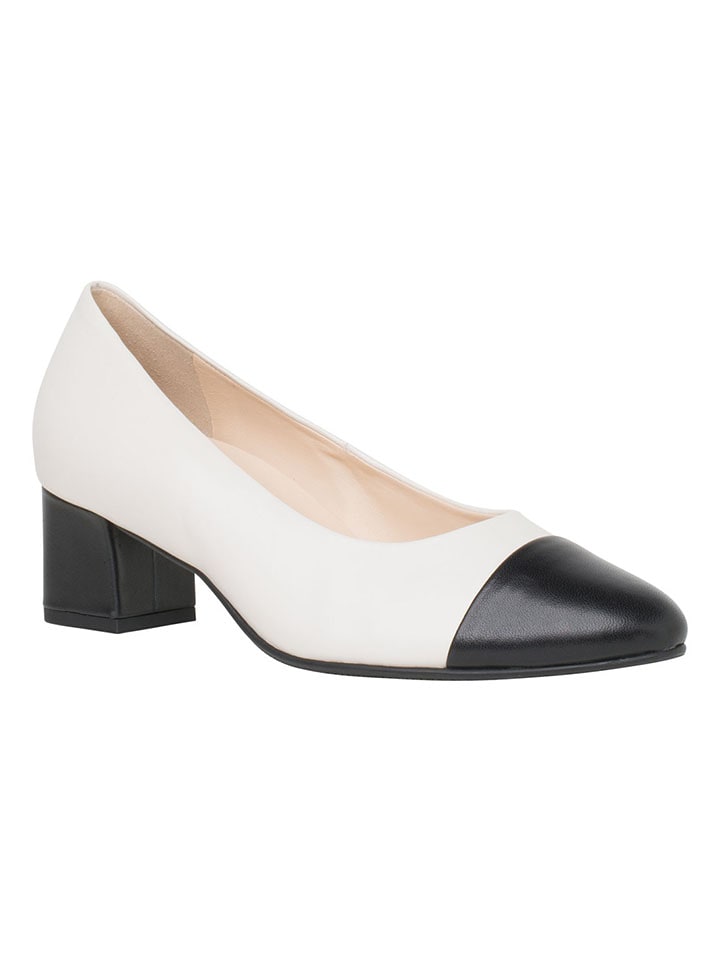 Leder-Pumps "Capri" in Weiß/ Schwarz